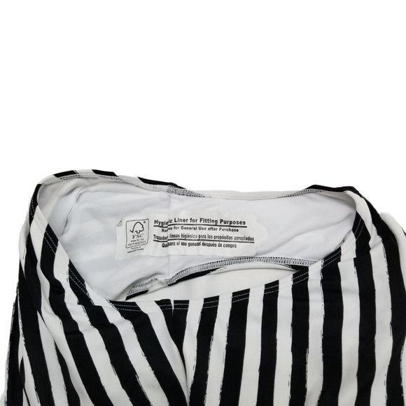 Pin-Up Polka Dot Striped Tie Front Keyhole Cheeky 1-Pc Swimsuit XL White Black - Picture 7 of 16